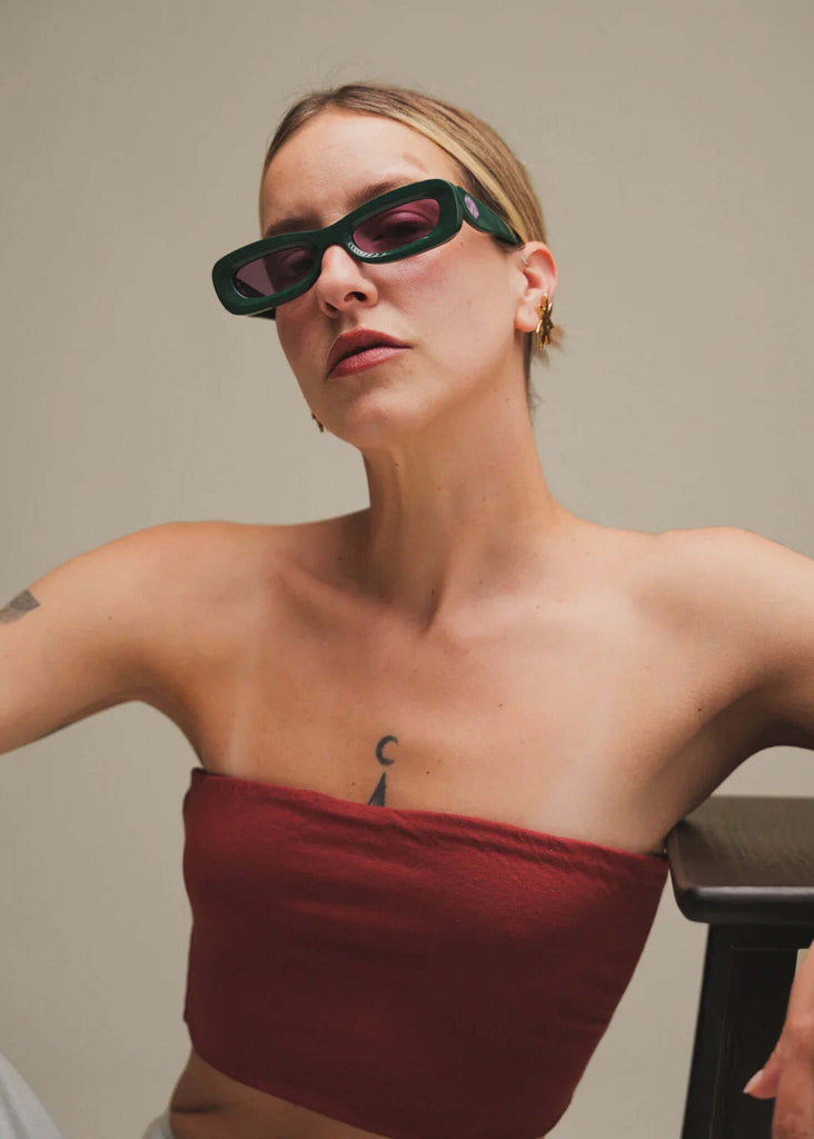 Komono MOE Green Splash Sunglasses — on model — MYFASHIONFRUIT