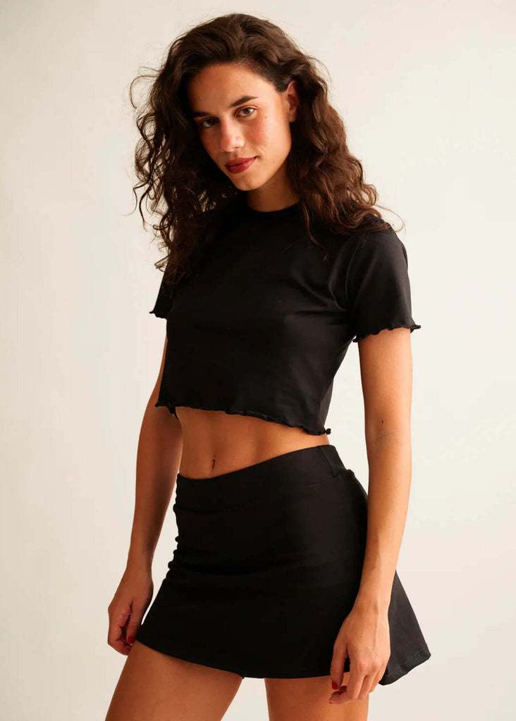 Madison Skirt — Black skirt & top set on model — MYFASHIONFRUIT