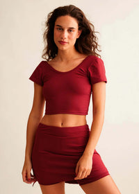Madison Skirt — Red skirt set on model — MYFASHIONFRUIT