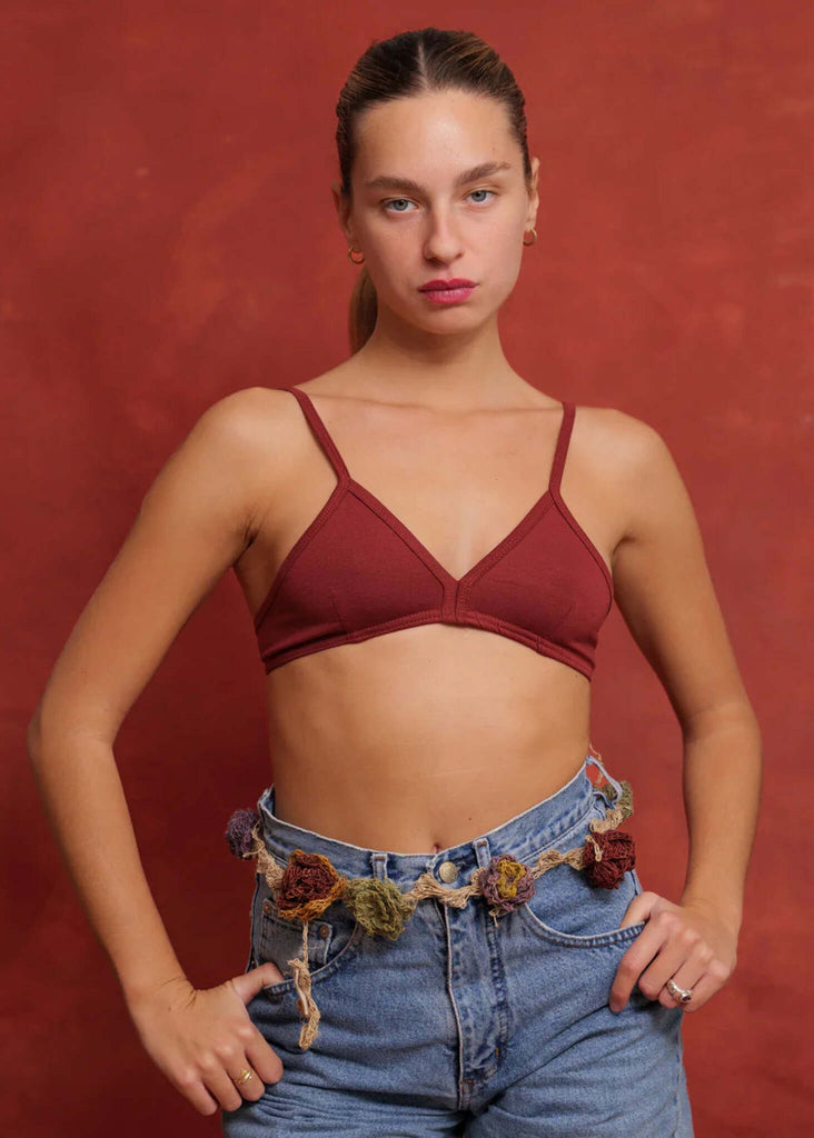 Crochet Headband — on model, linen flower belt, denim shorts — MYFASHIONFRUIT