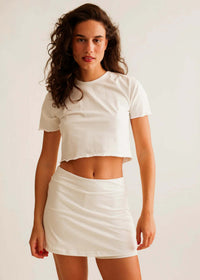 Madison Skirt — White skirt on model — MYFASHIONFRUIT