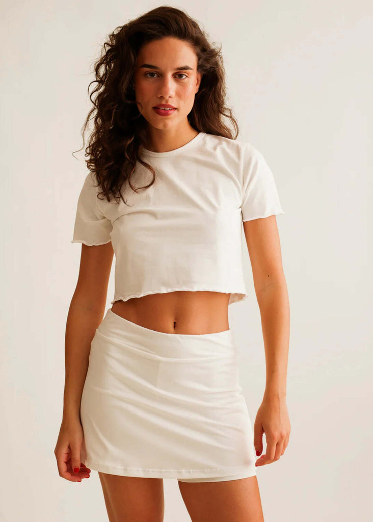 Madison Skirt — White skirt on model — MYFASHIONFRUIT