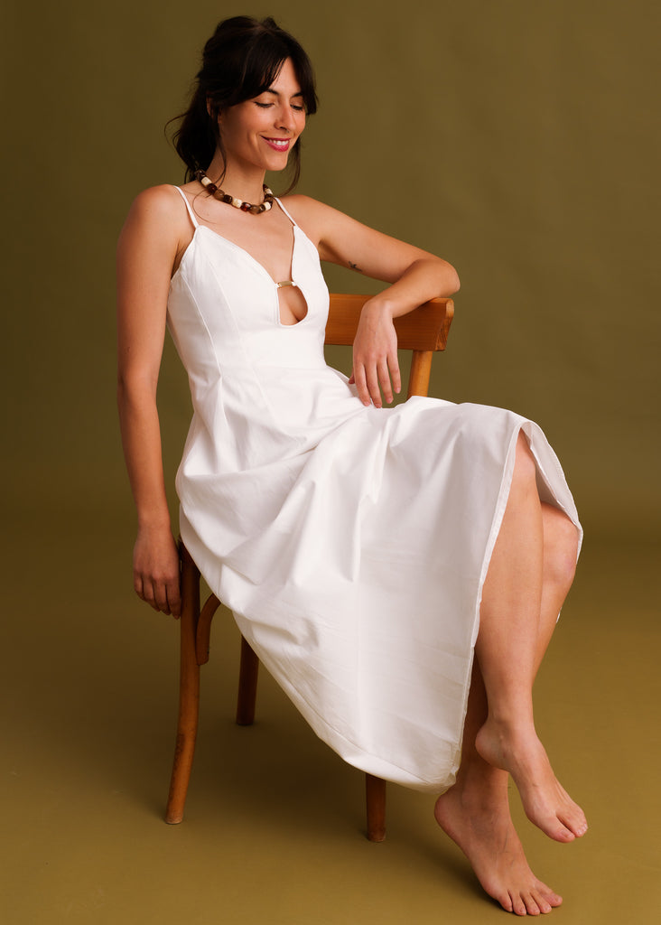 Erin Dress — White cotton dress on model — MYFASHIONFRUIT