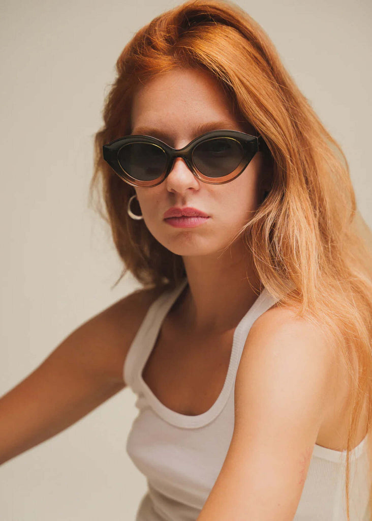 Komono GRACE Pacific Sunset Sunglasses — on model, brown frame — MYFASHIONFRUIT