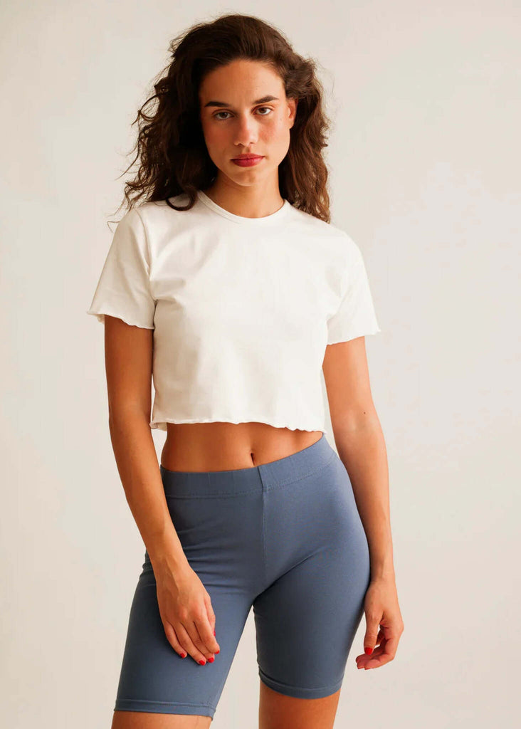 Grace Bike Shorts — blue on model — MYFASHIONFRUIT