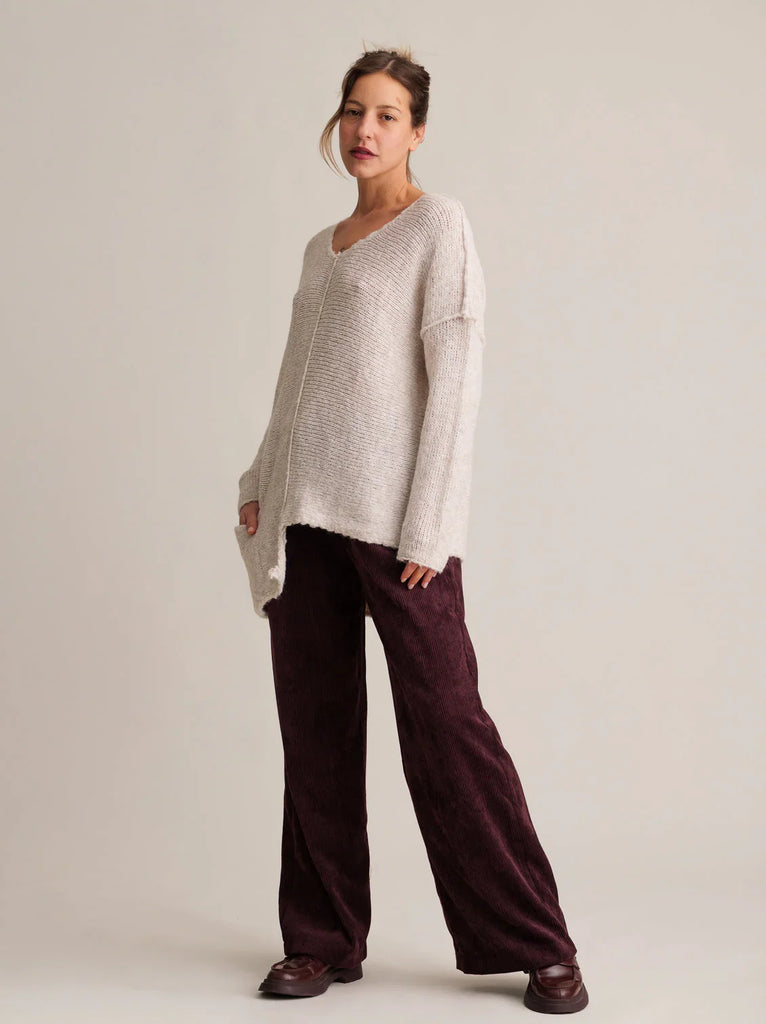 Lise Sweater — beige knit sweater on model — MYFASHIONFRUIT