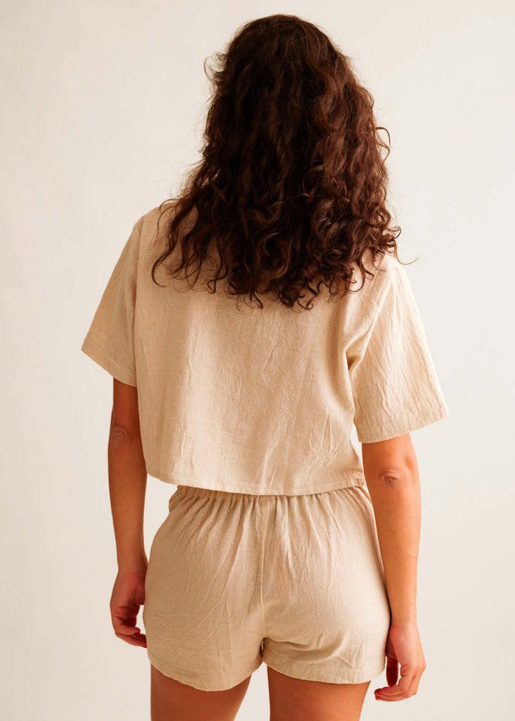 Ivey Skort — Beige co-ord set on model — MYFASHIONFRUIT