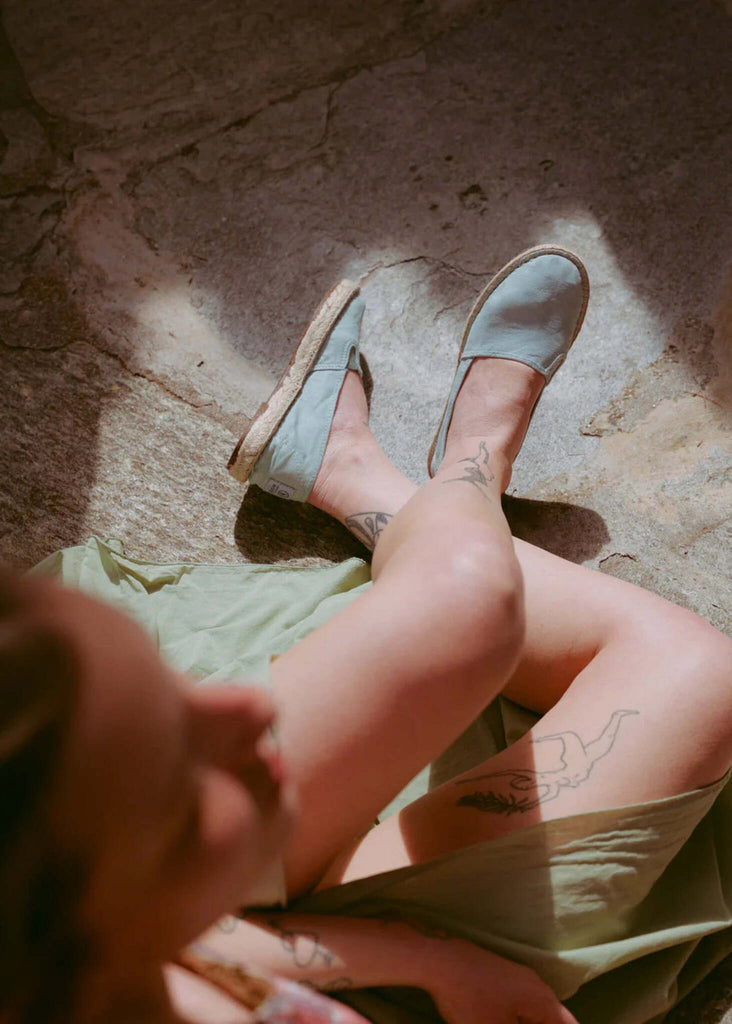 Old Merle Espadrilles — light blue shoes on model — MYFASHIONFRUIT
