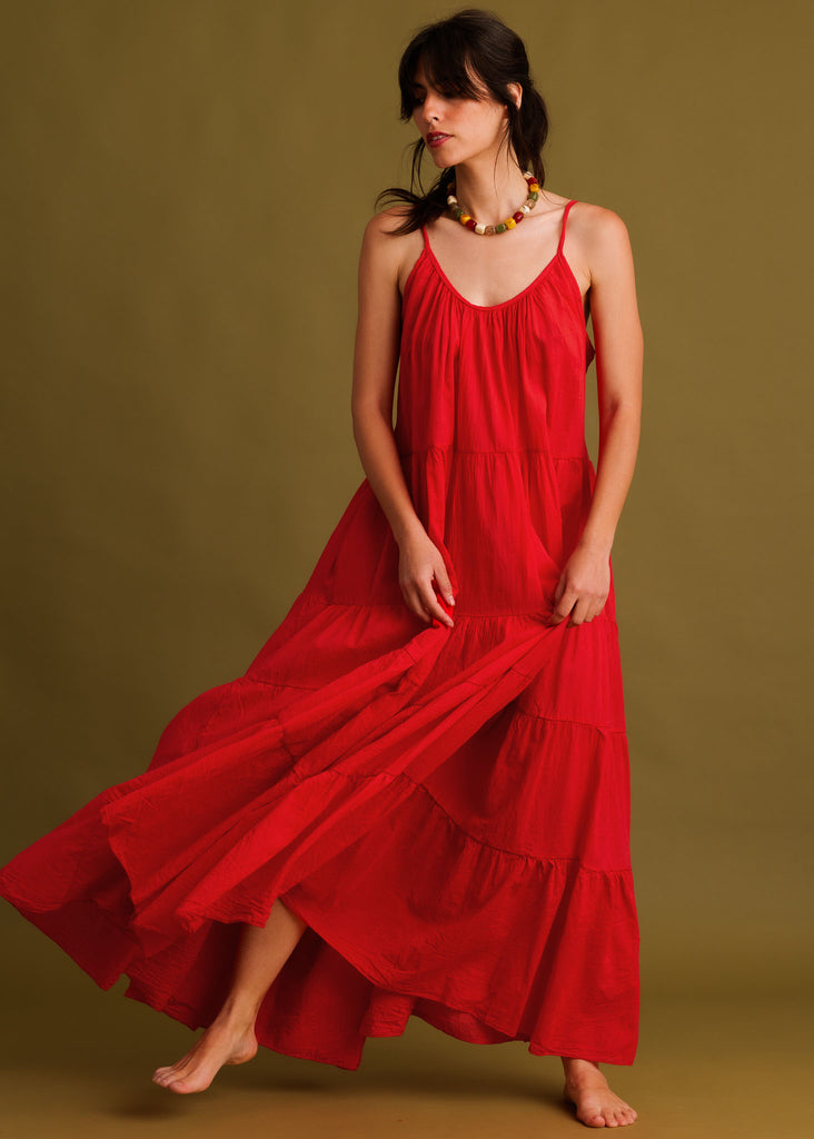 Hannah Dress — Red tiered