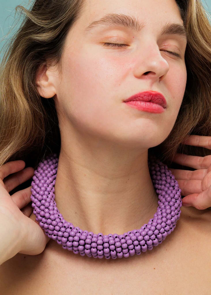 Guadalupe Necklace — bead detail on model — MYFASHIONFRUIT