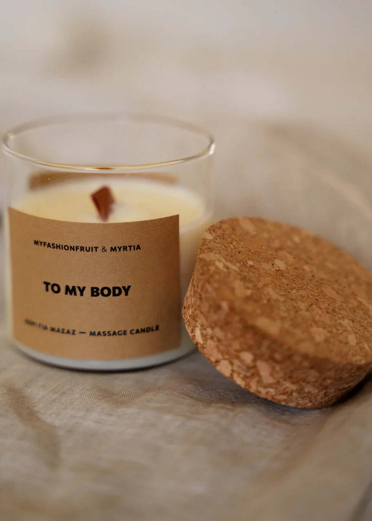 Massage Candle - cork lid, brown label — MYFASHIONFRUIT