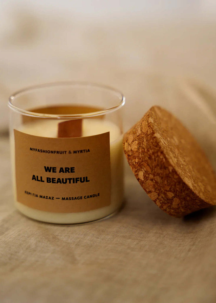 Massage Candle — Candle in glass jar with cork lid — MYFASHIONFRUIT
