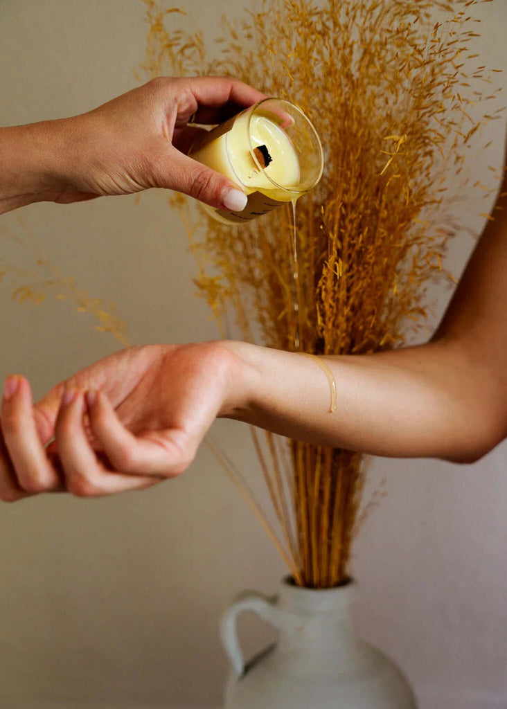 Massage Candle — wax being poured on arm — MYFASHIONFRUIT