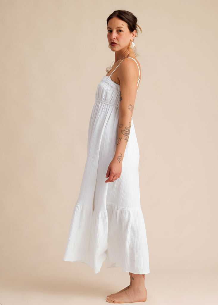 Oriane Dress — White maxi dress on model — MYFASHIONFRUIT