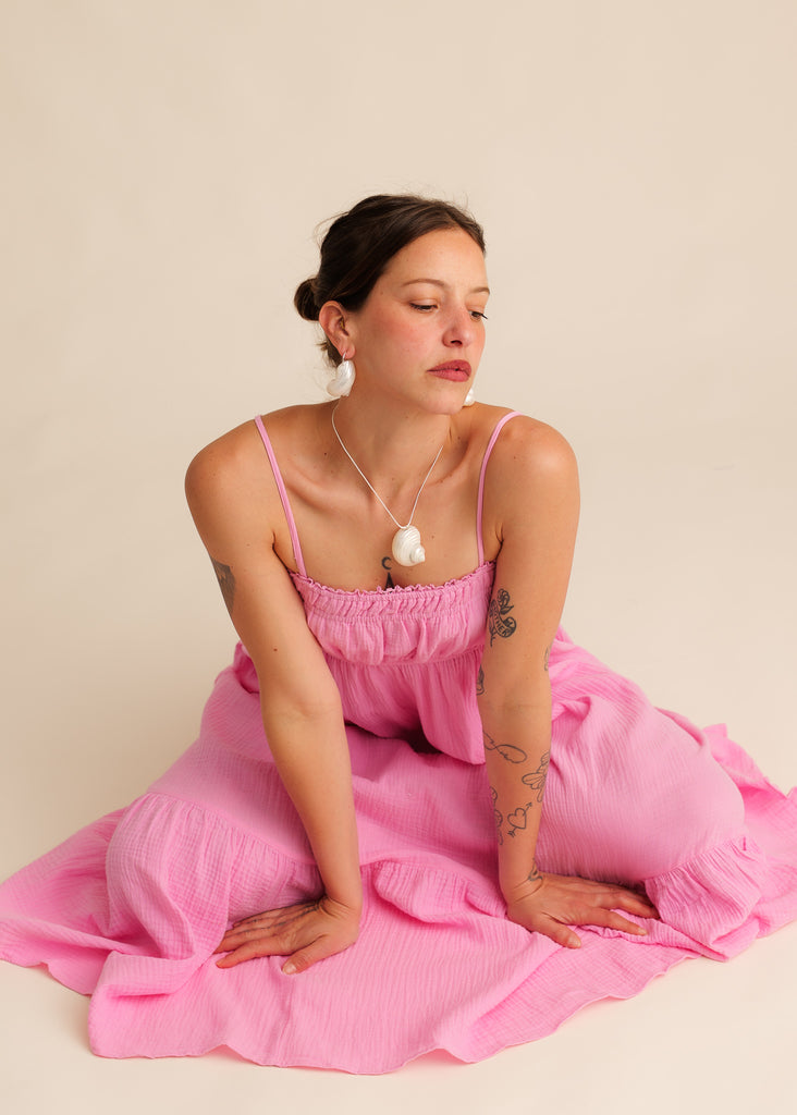 Oriane Dress — Pink maxi dress on model — MYFASHIONFRUIT
