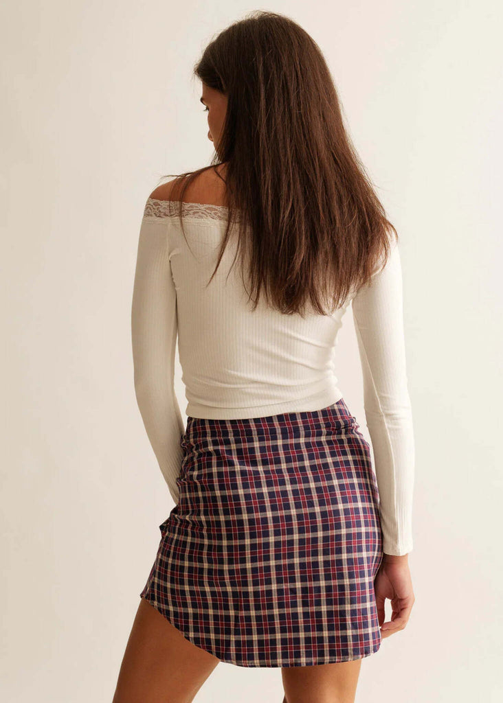 Britney Skirt — Plaid mini skirt on model — MYFASHIONFRUIT