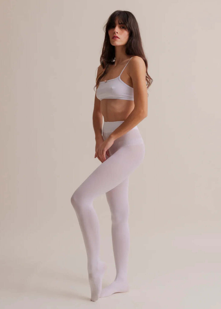 Rosemary Bralette — White tights on model — MYFASHIONFRUIT