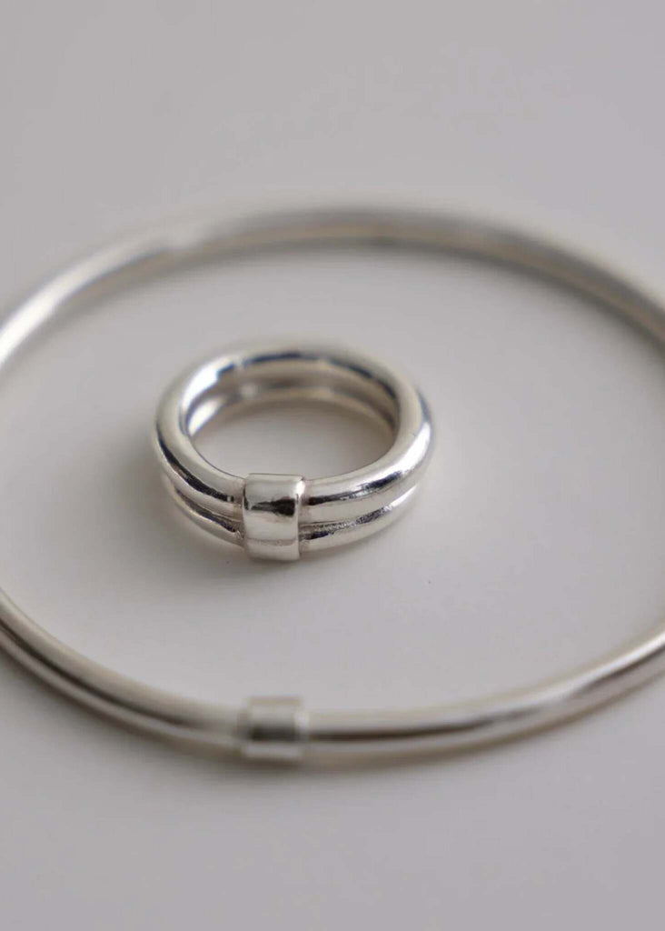 Hestia Ring — Silver ring and bangle detail — MYFASHIONFRUIT