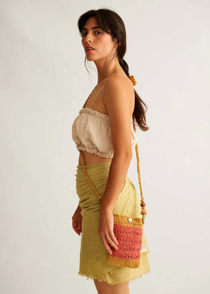 Makara Mini Bag — Crochet bag on model — MYFASHIONFRUIT
