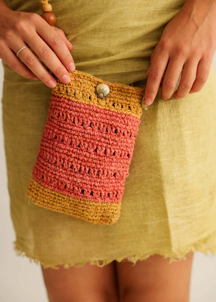 Makara Mini Bag — crocheted bag on model, detail — MYFASHIONFRUIT