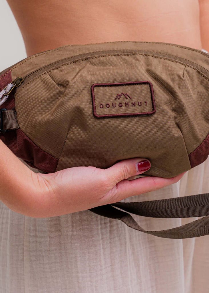 Doughnut Seattle Maroon x Khaki — brown bag in hand — MYFASHIONFRUIT