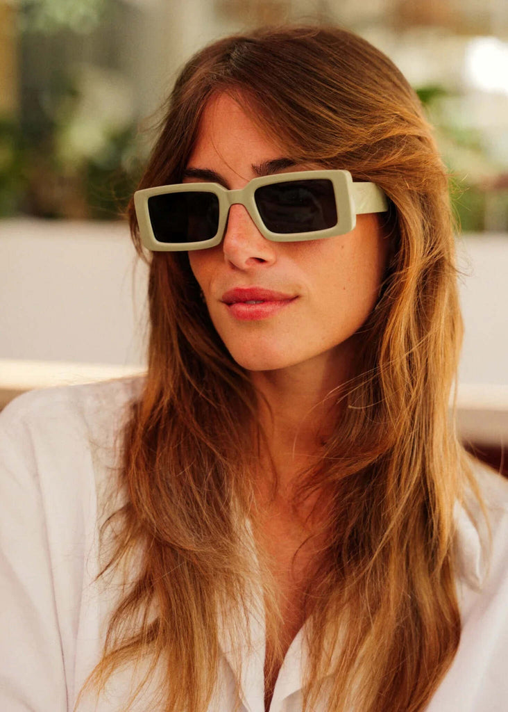 Komono MALICK Moss Sunglasses — on model, moss frame — MYFASHIONFRUIT