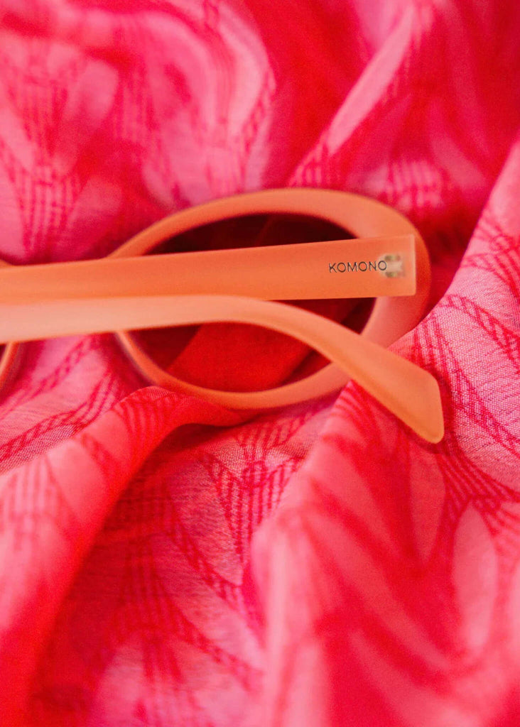 Komono ANA Velvet Coral Sunglasses — coral frame detail — MYFASHIONFRUIT