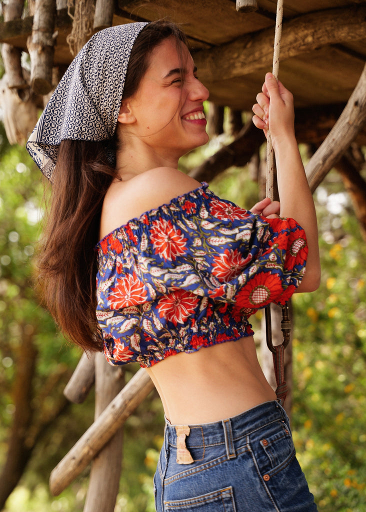 Lalita Top — Floral print top on model — MYFASHIONFRUIT