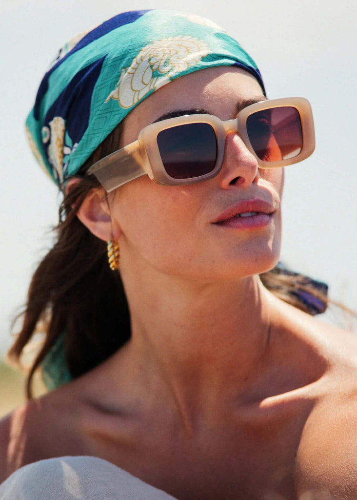 Komono AVERY Sahara Sunglasses — on model with headscarf — MYFASHIONFRUIT