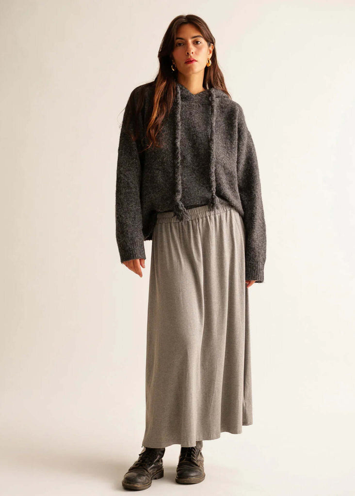 Junia Skirt — Grey maxi skirt on model — MYFASHIONFRUIT