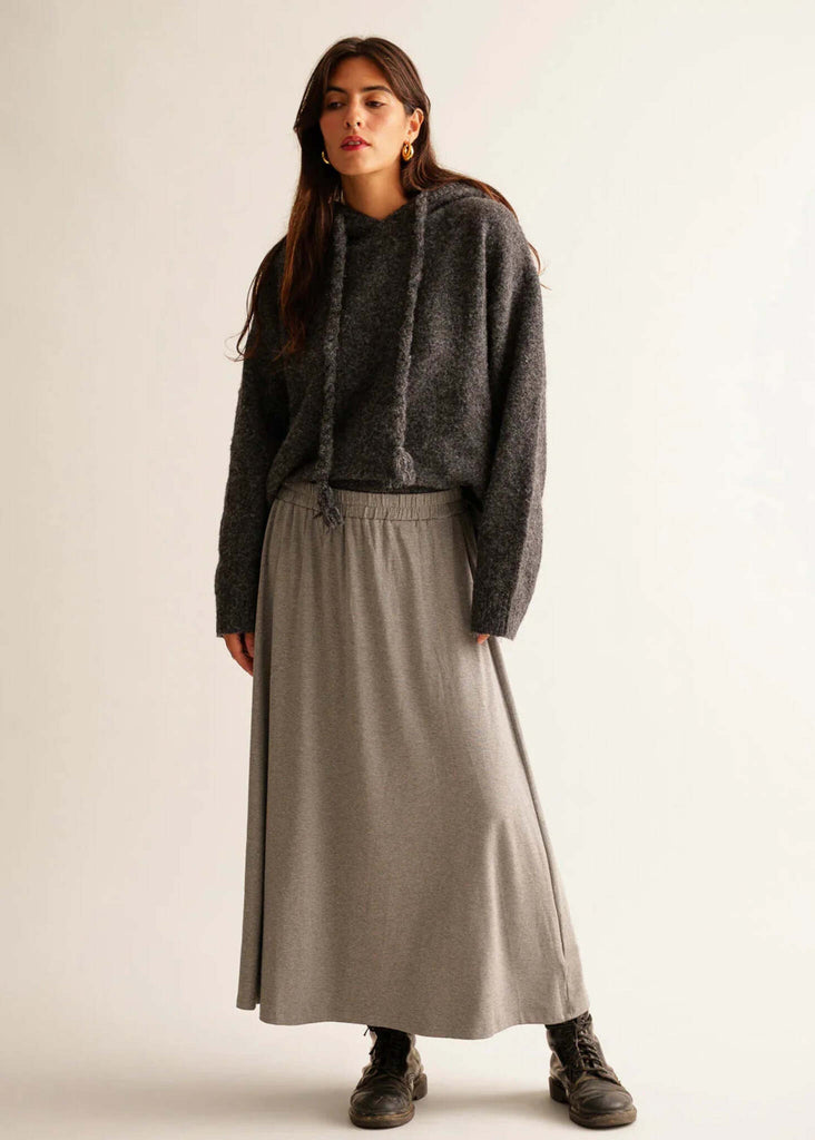 Junia Skirt — Gray maxi skirt on model — MYFASHIONFRUIT