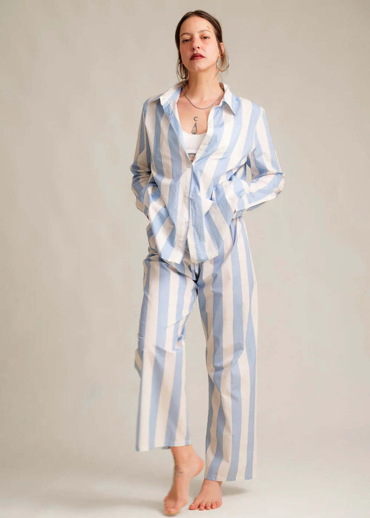 Kenya FeelGood Pants — Light blue and white stripe set on model — MYFASHIONFRUIT