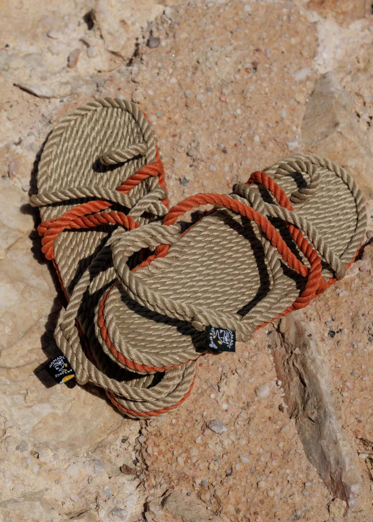 Toe Joe Camel Pumpkin Sandals — rope detail, orange accents — MYFASHIONFRUIT