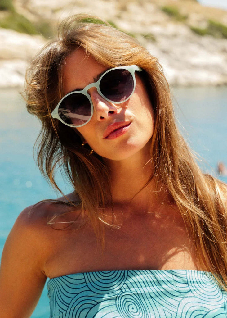 Komono DEVON Limelight Sunglasses — on model, light green frame — MYFASHIONFRUIT