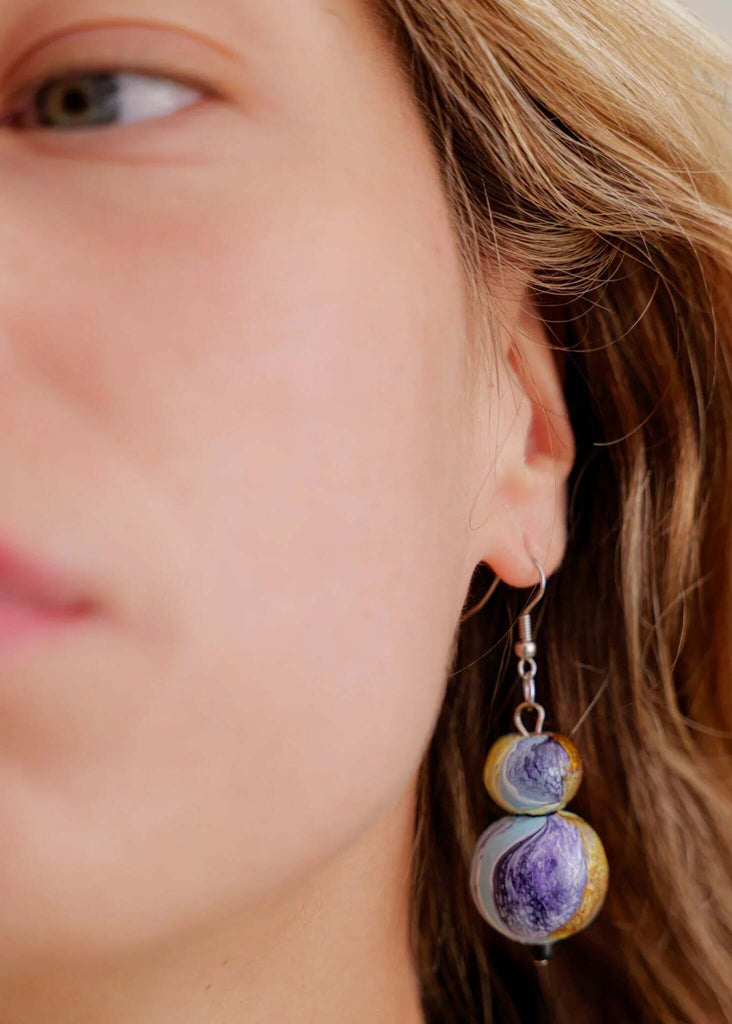 Janya Earrings — Beaded earrings on model, detail — MYFASHIONFRUIT