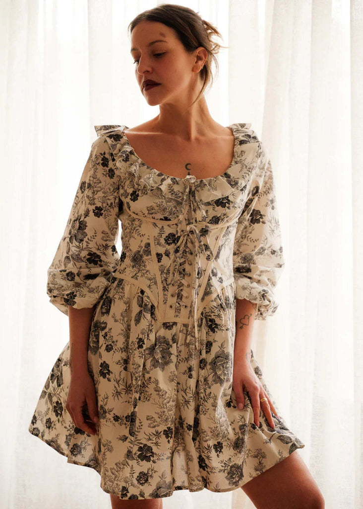 Carmen Dress — Floral dress on model — MYFASHIONFRUIT