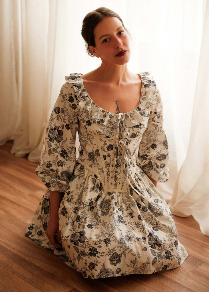 Carmen Dress — floral print on model — MYFASHIONFRUIT