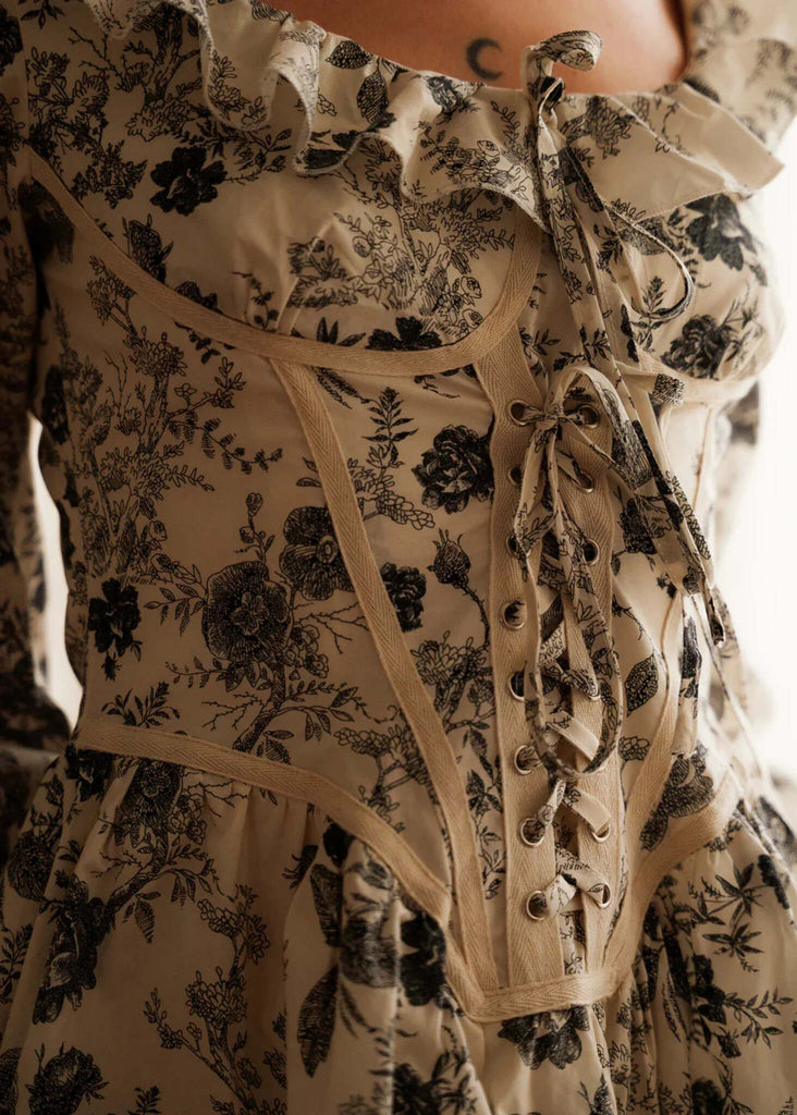 Carmen Dress — Floral corset dress detail — MYFASHIONFRUIT