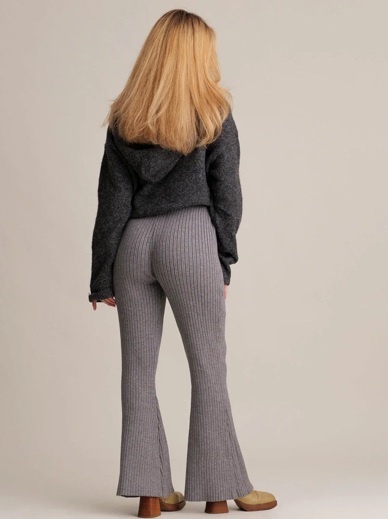 Memphis Pants — Gray ribbed knit flares on model — MYFASHIONFRUIT
