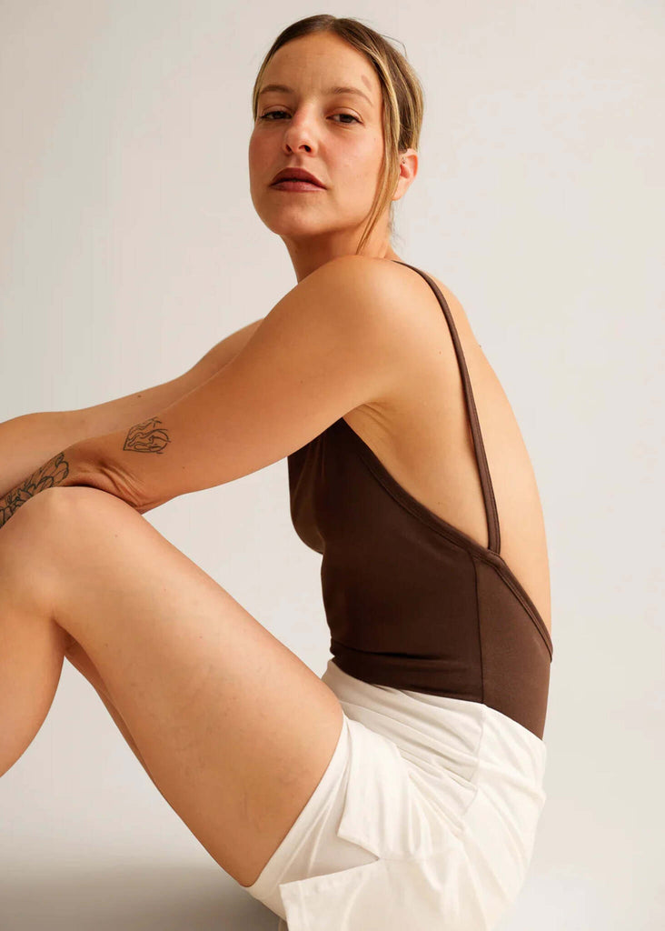 Courtney Body — Brown body on model with white shorts — MYFASHIONFRUIT