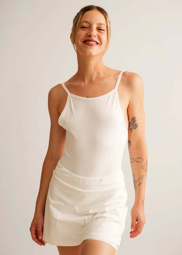 Courtney Body — White bodysuit and skirt on model — MYFASHIONFRUIT