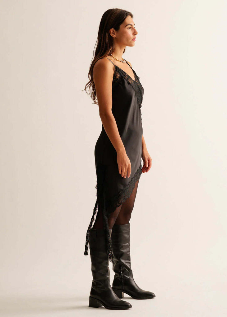 Victoria Dress — black lace slip dress on model — MYFASHIONFRUIT