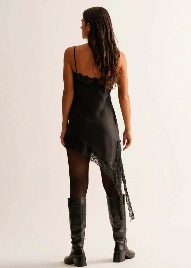 Victoria Dress — black lace slip dress on model — MYFASHIONFRUIT