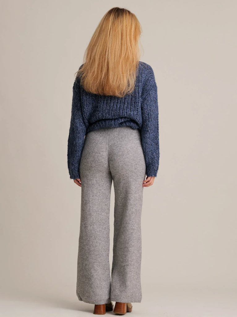 Nevada Pants — Grey knit wide leg pants on model — MYFASHIONFRUIT