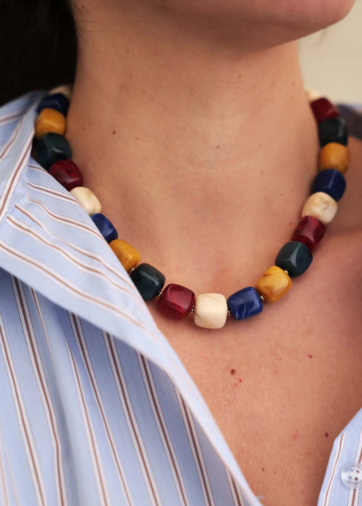 Nia Necklace — Colorful beaded necklace on model — MYFASHIONFRUIT