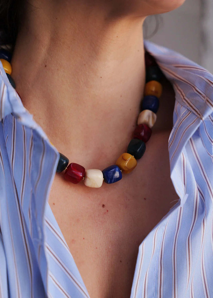 Nia Necklace — Colorful beaded necklace on model — MYFASHIONFRUIT