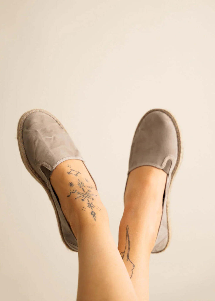 Old Merle Espadrilles — Slate espadrilles on model — MYFASHIONFRUIT