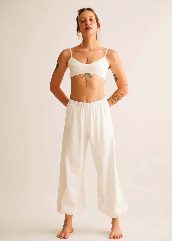 Goa Pants — white cotton on model — MYFASHIONFRUIT