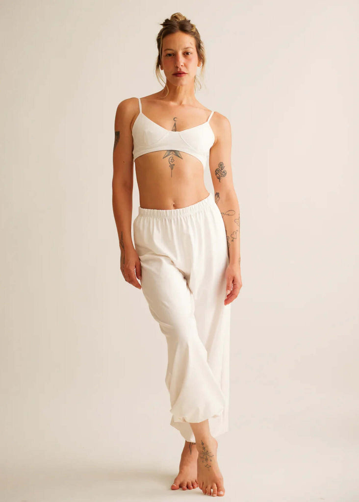 Goa Pants — white linen pants on model — MYFASHIONFRUIT