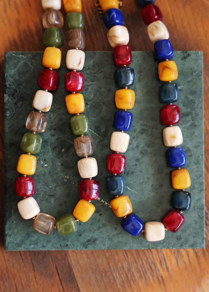 Nia Necklace — Colorful block bead necklace, detail — MYFASHIONFRUIT